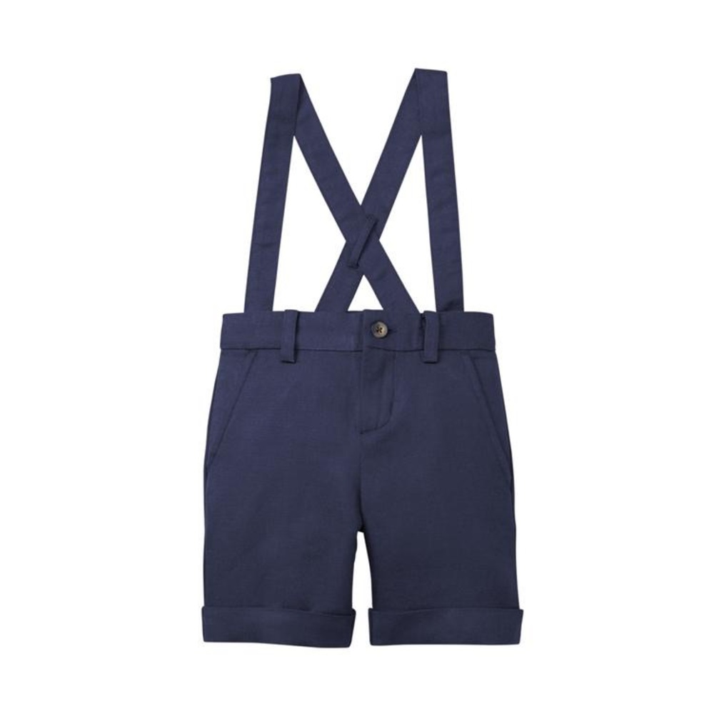 Janie and Jack Navy Linen Suspender Shorts
